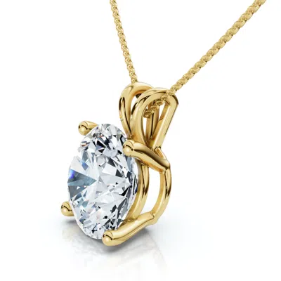 Pompeii3 Certified 3ct Solitaire Round Diamond Pendant 14k Gold Necklace Lab Grown 18"