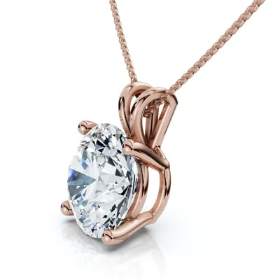 Pompeii3 Certified 3ct Solitaire Round Diamond Pendant 14k Gold Necklace Lab Grown 18" In Multi