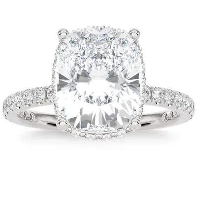 Pompeii3 Certified 4 1/2ct Cushion Diamond Engagement Ring Side Halo 14k Lab Grown In Multi