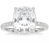 Pompeii3 Certified 4 1/2ct Cushion Diamond Engagement Ring Side Halo 14k Lab Grown In Silver