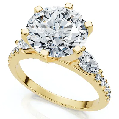 Pompeii3 Certified 4 1/2ct Diamond Engagement Ring Pear Accent 14k Gold Or Pt Lab Grown