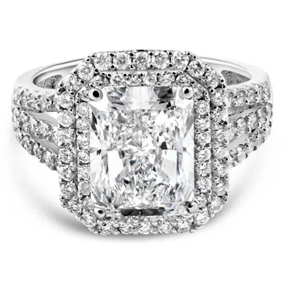 Pompeii3 Certified 4 1/2ct Radiant Cut Diamond Engagement Ring 14k Gold Lab Grown In Silver