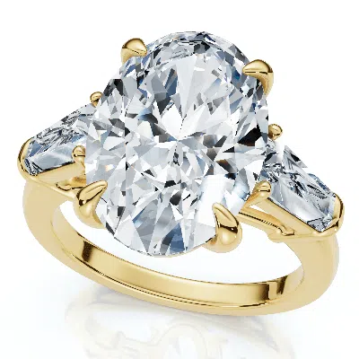 Pompeii3 Certified 4 1/3ct Oval & Baguette Diamond Engagement Ring 14k Gold/pt Lab Grown