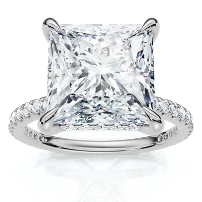Pompeii3 Certified 4 1/3ct Princess Cut Side Halo Engagement Ring 14k Gold/pt Lab Grown In Multi