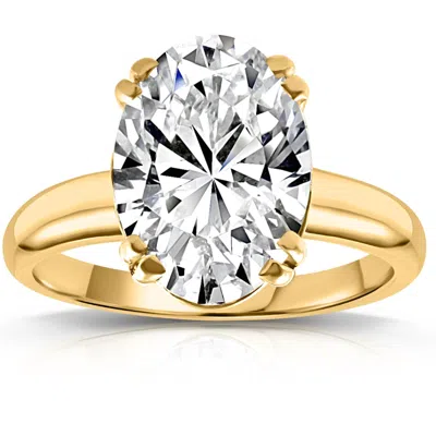 Pompeii3 Certified 4 Ct Oval Diamond Solitaire Engagement Ring 14k Yellow Gold In Multi