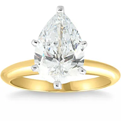 Pompeii3 Certified 4 Ct Pear Solitaire Diamond Engagement Ring 14k Gold Lab Grown In Silver