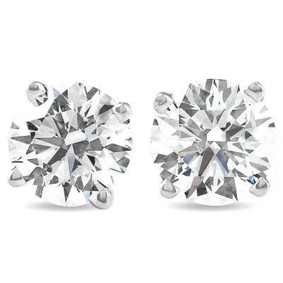 Pompeii3 Certified 4 Ct Tw Round Lab Grown Ideal Cut Screw Back Studs 14k White Gold In Metallic