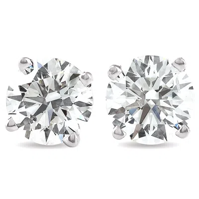 Pompeii3 Certified 4 Ct Tw Round Lab Grown Screw Back Studs 14k White Gold In Silver