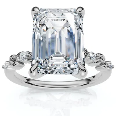 Pompeii3 Certified 4.05ct Emerald Cut Diamond Engagement Ring 14k Gold Or Pt Lab Grown In White