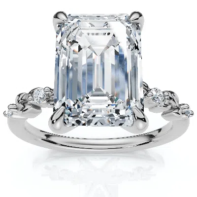 Pompeii3 Certified 4.05ct Emerald Cut Diamond Engagement Ring 14k White Gold Lab Grown In Metallic