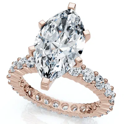 Pompeii3 Certified 4.40ct Marquise Eternity Engagement Ring 14k Gold Or Pt Lab Grown In Multi