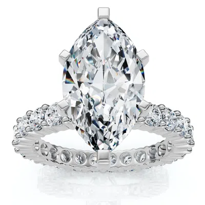 Pompeii3 Certified 4.40ct Marquise Eternity Engagement Ring 14k Gold Or Pt Lab Grown In Silver