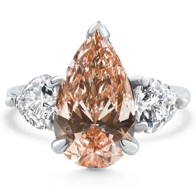 Pompeii3 Certified 4.53ct Fancy Vivid Pink Diamond Engagement Ring 14k Gold Lab Grown Size: 7 In Multi