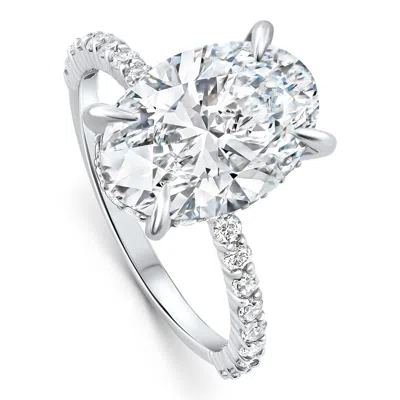 Pompeii3 Certified 4.55ct Oval Diamond Side Halo Engagement Ring 14k White Gold Lab Grown Size: 7 In Multi