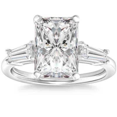 Pompeii3 Certified 4.75ct Radiant Cut Baguette Diamond Engagement Ring 14k Gold Lab Grown In Metallic