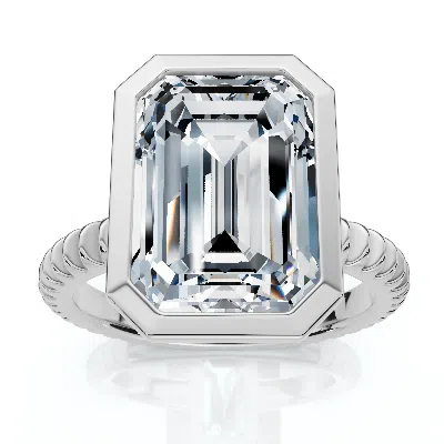 Pompeii3 Certified 4ct Bezel Solitaire Diamond Engagement Ring 14k Gold Lab Grown In Metallic