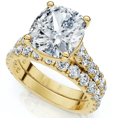 Pompeii3 Certified 4ct Cushion Diamond Engagement Wedding Ring Set 14k Gold/pt Lab Grown