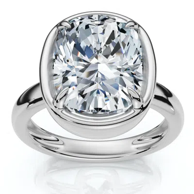 Pompeii3 Certified 4ct Cushion Solitaire Diamond Engagement Ring 14k Gold Or Pt Lab Grown In Metallic