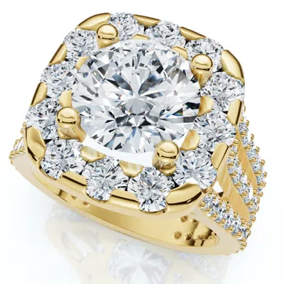 Pompeii3 Certified 4ct Diamond 3-row Engagement Ring 14k Gold Lab Grown In Silver