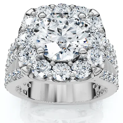 Pompeii3 Certified 4ct Diamond 3-row Engagement Ring 14k Gold Lab Grown In Metallic