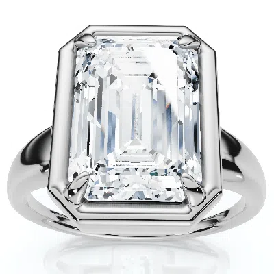 Pompeii3 Certified 4ct Emerald Cut Diamond Club Engagement Ring 14k Gold Lab Grown In Metallic