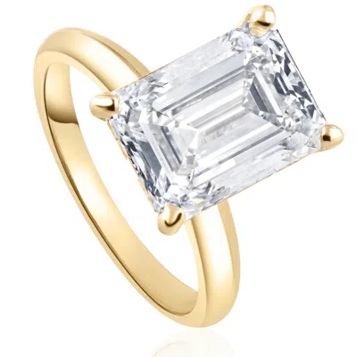 Pompeii3 Certified 4ct Emerald Cut Solitaire Diamond Engagement Ring Lab Grown 14k Size: 6.5 In Multi