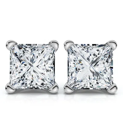 Pompeii3 Certified 4ct Princess Cut Martini Studs 14k Gold Lab Grown In Multi