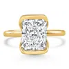 Pompeii3 Certified 4ct Radiant Cut Diamond Bezel Engagement Ring Yellow Gold Lab Grown