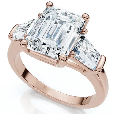 Pompeii3 Certified 4ct Randi Emerald Diamond Engagement Ring 14k Gold Or Pt Lab Grown In Pink