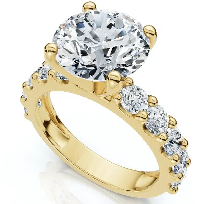 Pompeii3 Certified 4ct Round Cut Diamond Accent Engagement Ring 14k Gold Lab Grown