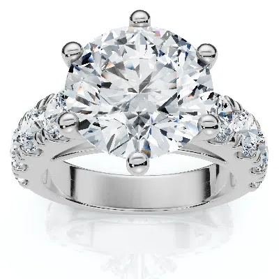 Pompeii3 Certified 5 1/2 Cttw Diamond Engagement Ring 14k White Gold Lab Grown In Silver