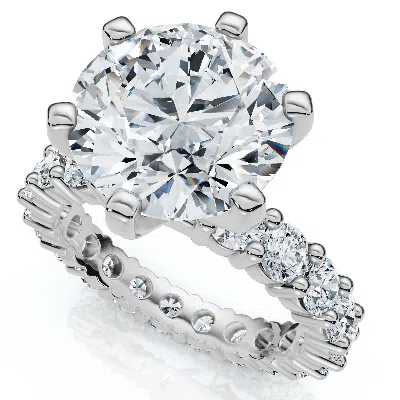 Pompeii3 Certified 5 1/2ct Diamond Eternity Engagement Ring 14k White Gold Lab Grown In Metallic