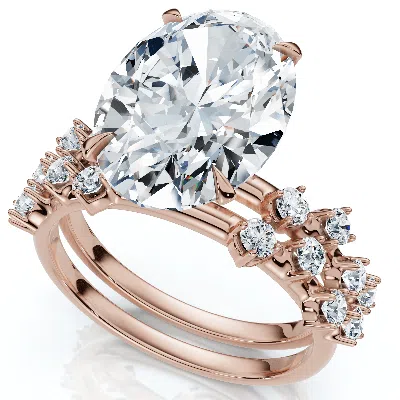 Pompeii3 Certified 5 1/2ct Oval Diamond Engagement & Wedding Ring 14k Gold/pt Lab Grown