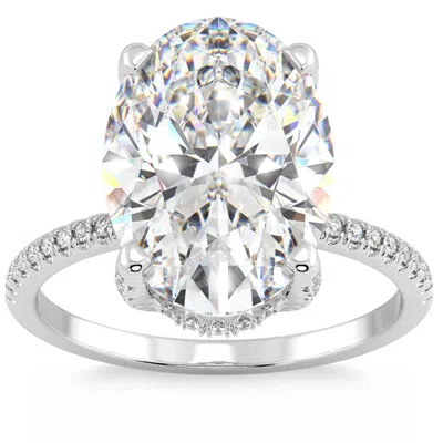 Pompeii3 Certified 5.33ct Oval Diamond Side Halo Engagement Ring 14k Gold Lab Grown In Multi
