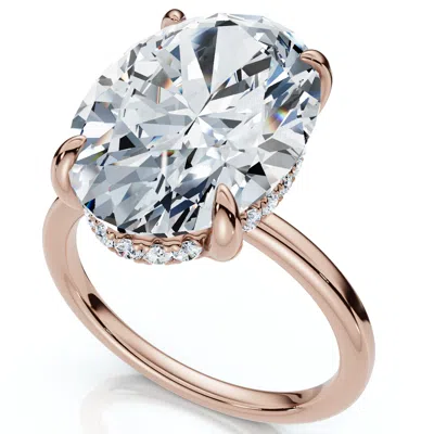 Pompeii3 Certified 5.08ct Oval Diamond Hidden Halo Engagement Ring 14k Gold Lab Grown In Brown