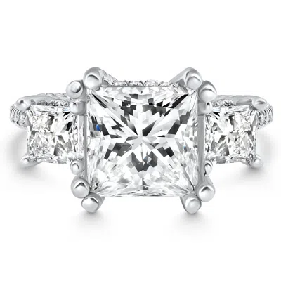 Pompeii3 Certified 5.10ct Princess Cut Diamond Engagement Ring 14k White Gold Lab Grown Size: 6