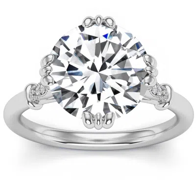 Pompeii3 Certified 5.10ct Round Diamond 14k White Gold Engagement Ring Lab Grown Size: 7 In Metallic