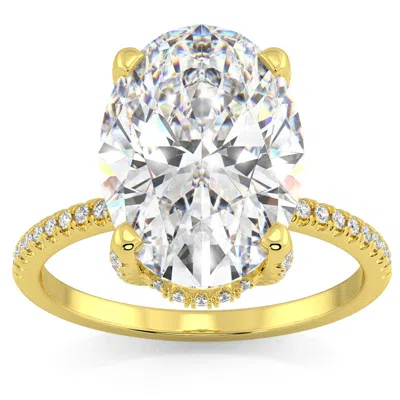 Pompeii3 Certified 5.33ct Oval Diamond Side Halo Engagement Ring 14k Gold Lab Grown In Silver