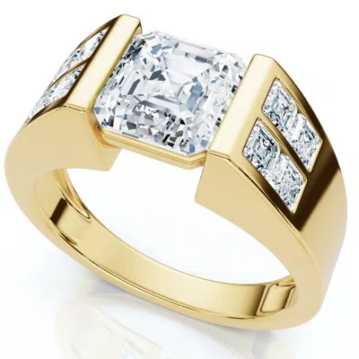 Pompeii3 Certified 5.40ct Men's Asscher Cut Diamond Ring 14k Gold Lab Grown Gh/vs