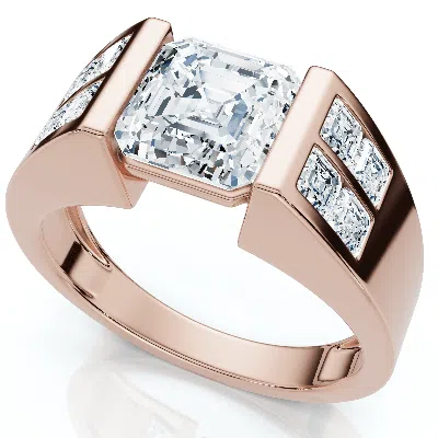 Pompeii3 Certified 5.40ct Men's Asscher Cut Diamond Ring 14k Gold Lab Grown