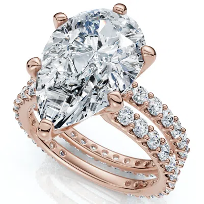 Pompeii3 Certified 5.40ct Pear Engagement Ring Wedding Band Set 14k Gold/pt Lab Grown In Multi