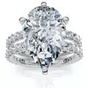 Pompeii3 Certified 5.40ct Pear Engagement Ring Wedding Band Set 14k Gold/pt Lab Grown In Silver