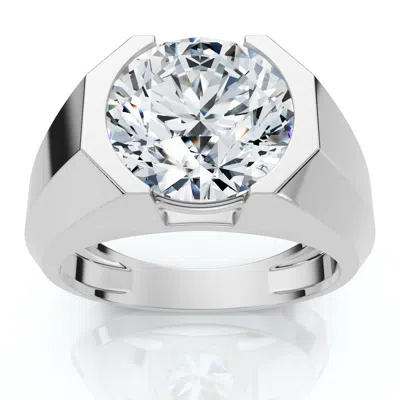 Pompeii3 Certified 5ct Elon Signature Men's Bezel Diamond Ring 14k Gold Or Pt Lab Grown