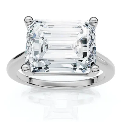 Pompeii3 Certified 5ct Emerald Cut Lab Grown Diamond Solitaire Engagement Ring Gold Or Pt In Multi