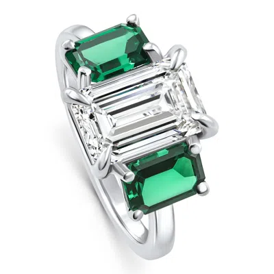 Pompeii3 Certified 5ct Green Emerald Diamond Ring 14k Gold Or Platinum Lab Grown In Multi