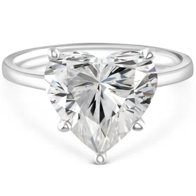 Pompeii3 Certified 5ct Heart Shape Solitaire Diamond Engagement Ring White Gold Lab Grown Size: 6.5 In Metallic