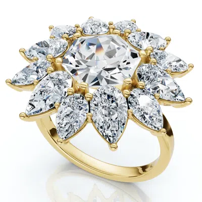 Pompeii3 Certified 5ct Hexagon Diamond High Jewelry Ring 14k Gold Or Platinum Lab Grown