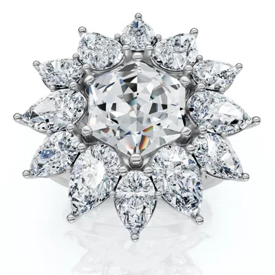 Pompeii3 Certified 5ct Hexagon Diamond High Jewelry Ring 14k Gold Or Platinum Lab Grown In Metallic