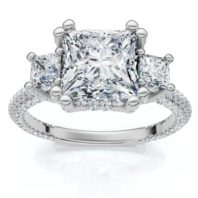 Pompeii3 Certified 5ct Michelle Princess Cut Diamond Engagement Ring 14k Gold Lab Grown In Multi