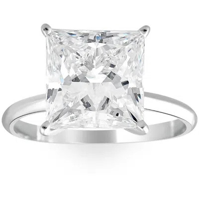 Pompeii3 Certified 5ct Princess Cut Diamond 14k White Gold Engagement Ring Lab Grown In Metallic